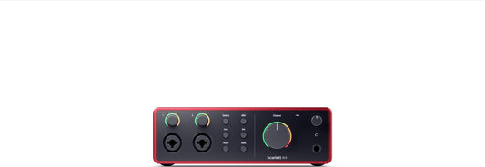Focusrite Scarlett 4i4 + Bluetooth monitors bundle, audio interface, shield, production software included.