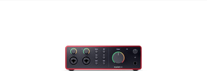 Focusrite Scarlett 4i4 + Bluetooth monitors bundle, audio interface, shield, production software included.