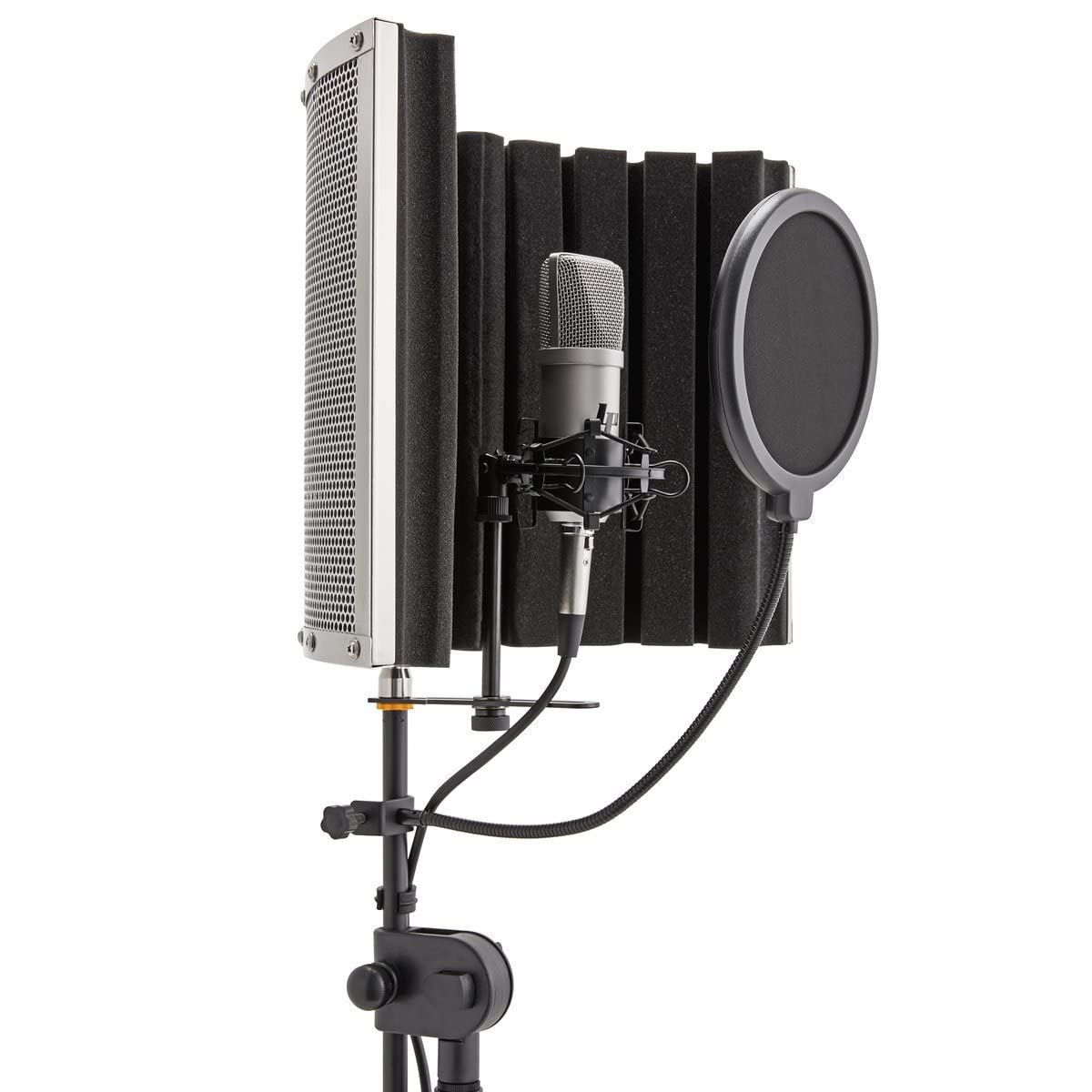 Focusrite Scarlett 2i2 4th Gen USB-C audio interface studio bundle, Eris 3.5 monitors, mic, headphones, shield, cables, software.