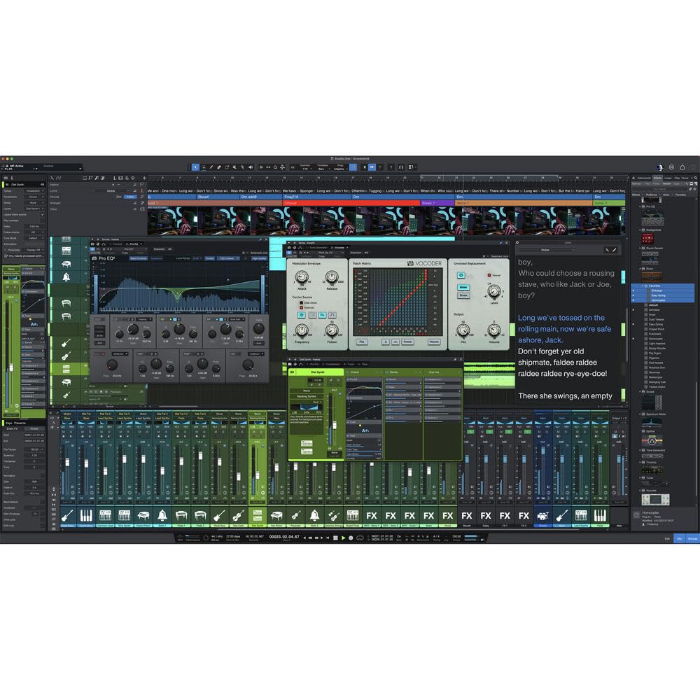 PreSonus AudioBox 96 + Eris 3.5 monitors bundle, mic, shield, headphones, stands, cables, Studio One software.