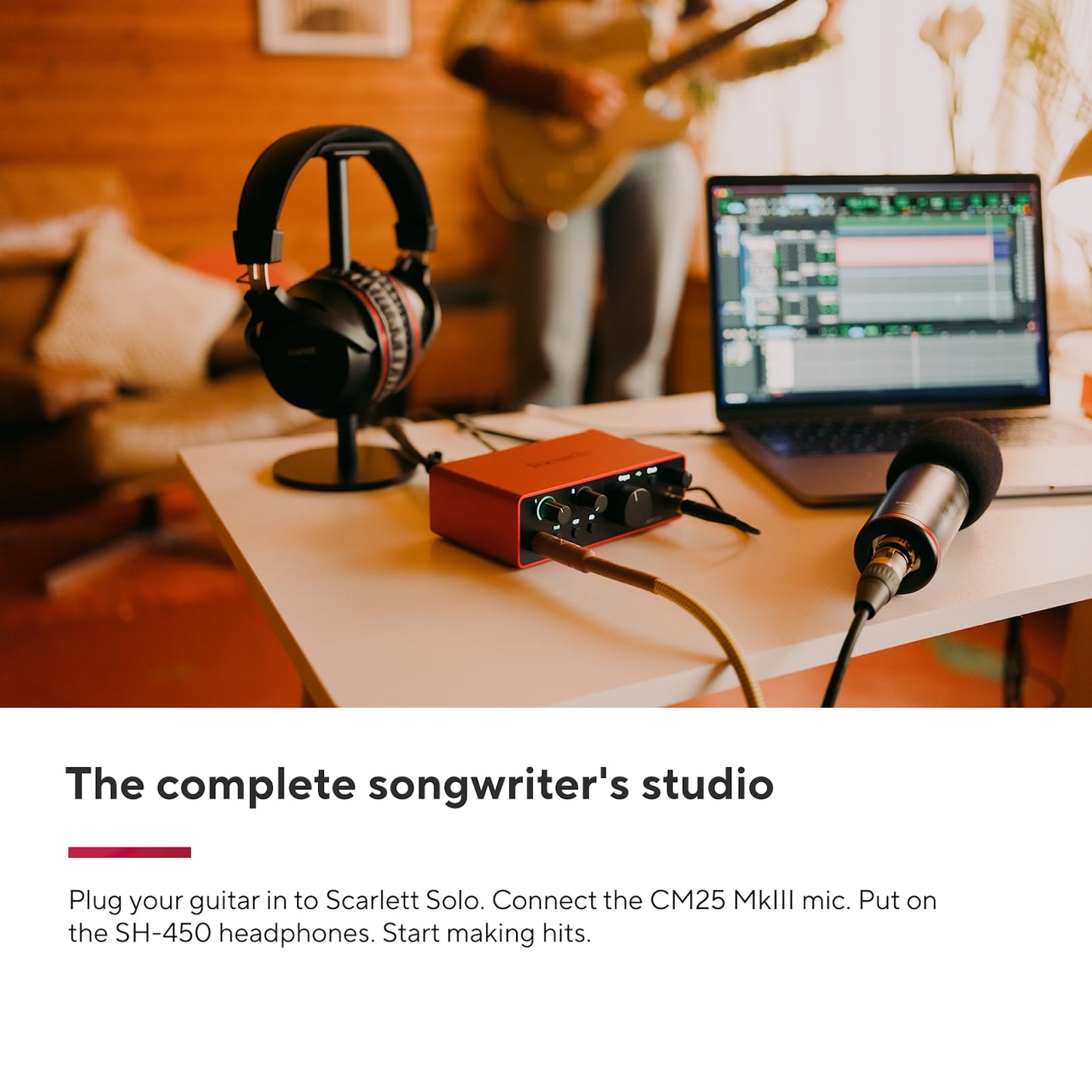 Focusrite Scarlett Solo Studio 4th Gen bundle, interface, mic, headphones, songwriting/podcasting kit.