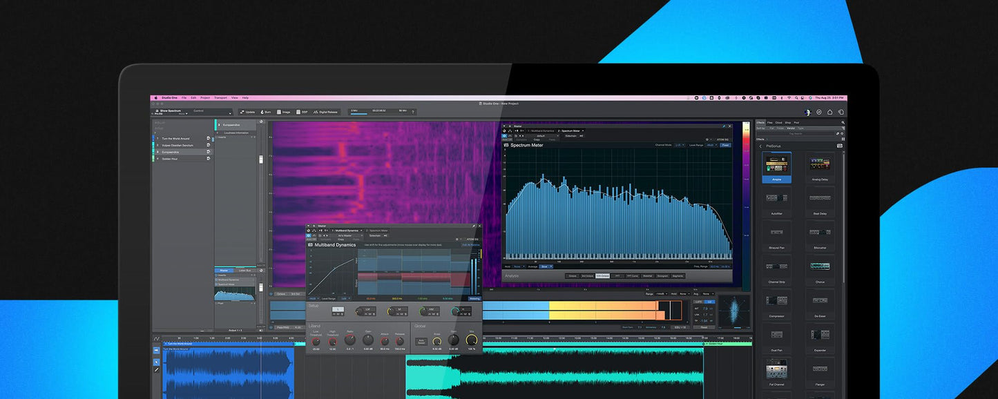 PreSonus AudioBox USB 96 recording bundle, studio monitors, condenser mic, isolation shield, software, home studio kit.