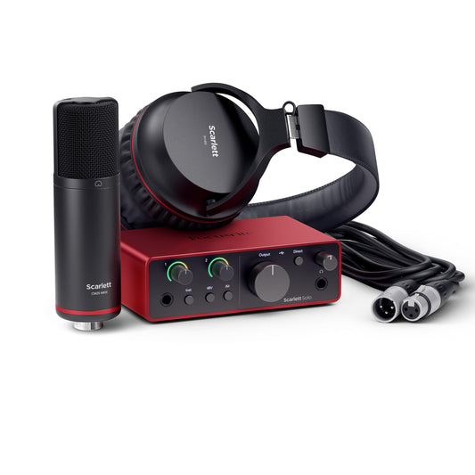 Focusrite Scarlett Solo Studio 4th Gen bundle, interface, mic, headphones, songwriting/podcasting kit.