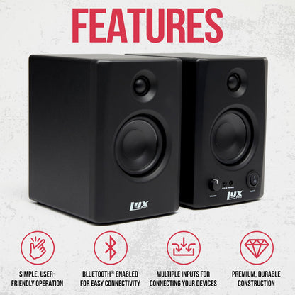 Focusrite Scarlett 4i4 + Bluetooth monitors bundle, audio interface, shield, production software included.